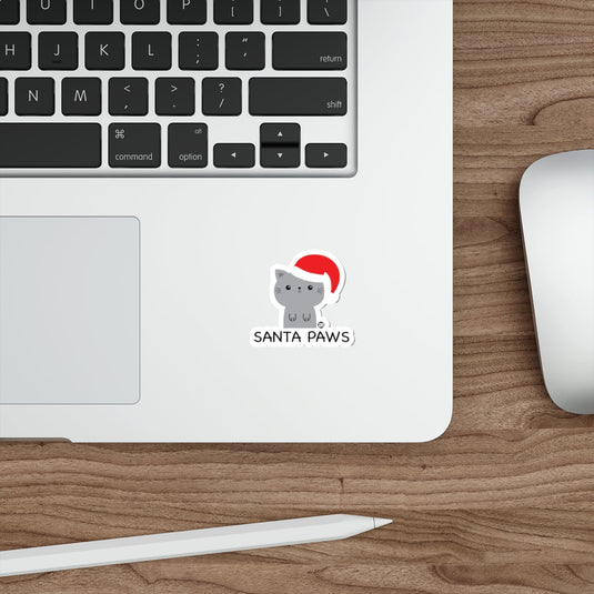 Cute Santa Paws Cat Sticker for Holiday Season Fun