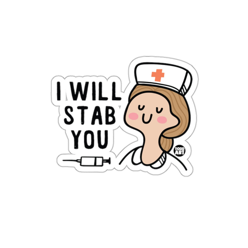 Load image into Gallery viewer, I Will Stab You Nurse Cartoon Sticker for Laptops and More
