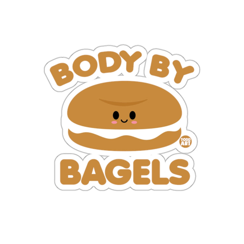 Load image into Gallery viewer, Body By Bagels Cute Smiling Bagel Design Sticker
