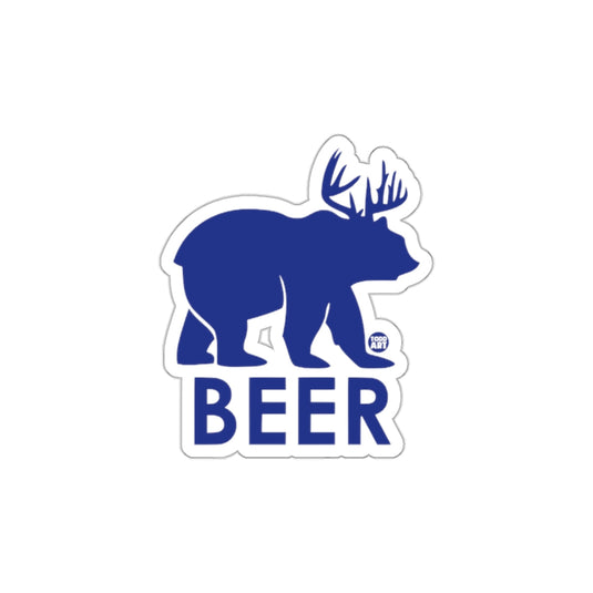 Blue Bear with Antlers BEER Text Sticker