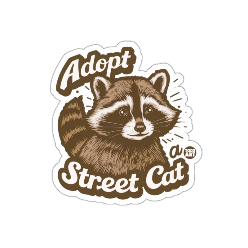 Load image into Gallery viewer, Adopt A Street Cat Raccoon Illustration Todd Art sticker
