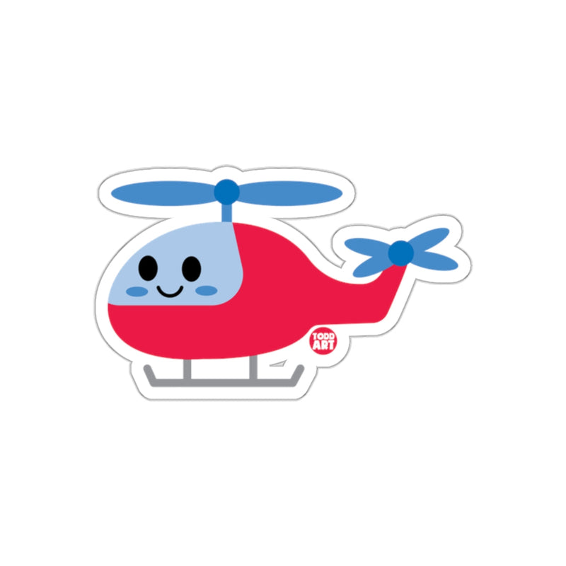Load image into Gallery viewer, Cute Red and Blue Cartoon Helicopter Sticker
