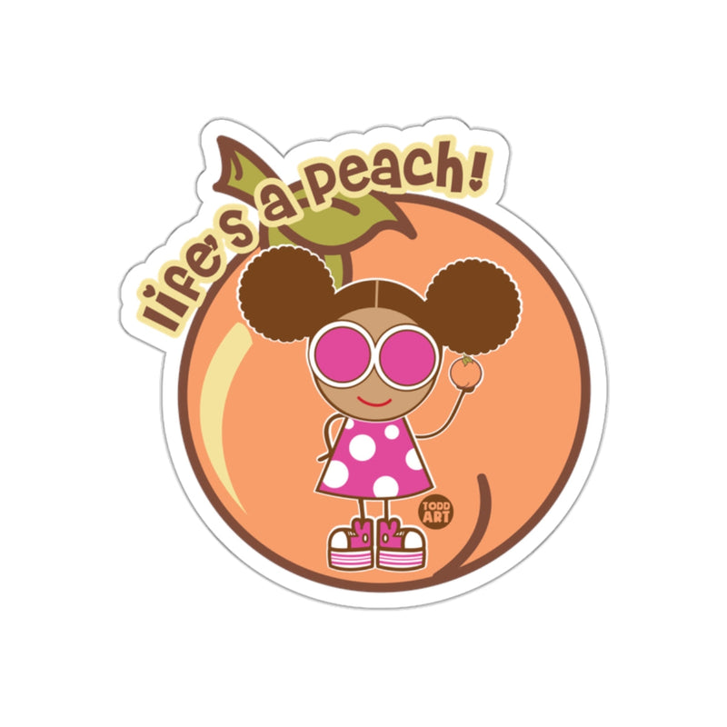 Load image into Gallery viewer, Life's a Peach Cute Girl and Peach Illustration Sticker
