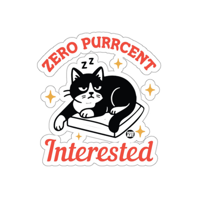 Load image into Gallery viewer, Zero Purrcent Interested Sleeping Cat Sticker
