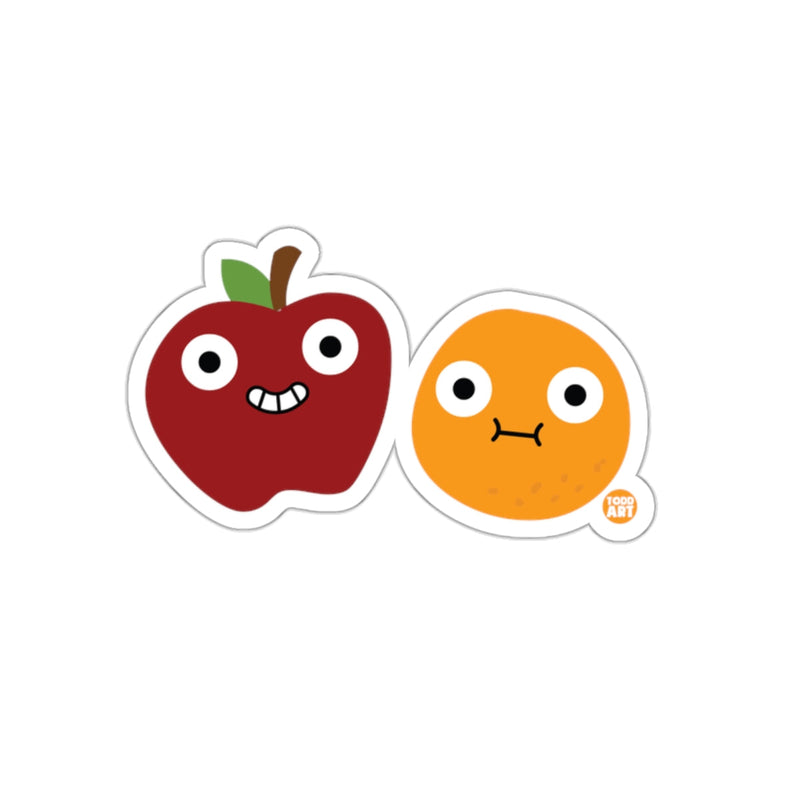 Load image into Gallery viewer, Cute Cartoon Apple and Orange Characters Sticker
