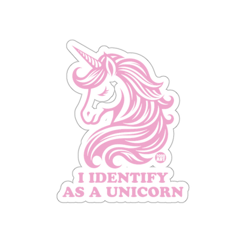 Load image into Gallery viewer, I Identify As A Unicorn Pink Graphic Sticker
