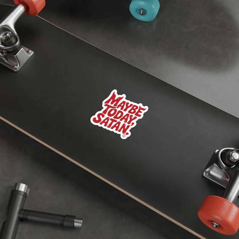 Load image into Gallery viewer, Maybe Today Satan Skateboard Deck Sticker Design
