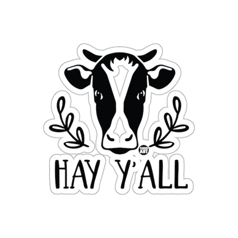 Load image into Gallery viewer, Fun Hay Y'all Sticker with Adorable Cow Design
