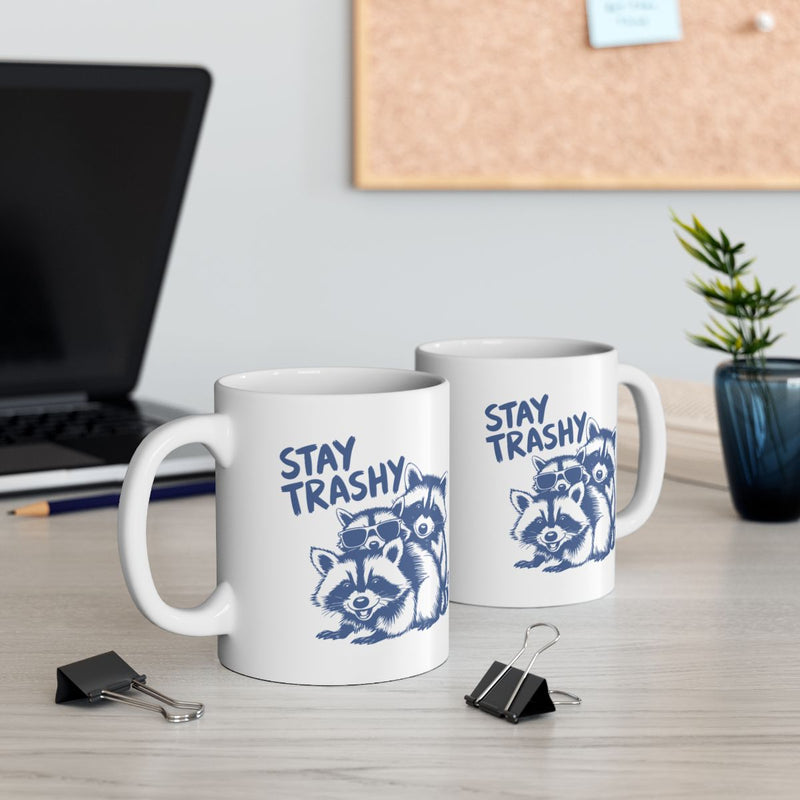 Load image into Gallery viewer, Stay Trashy Funny Cute Raccoon Printed Mug
