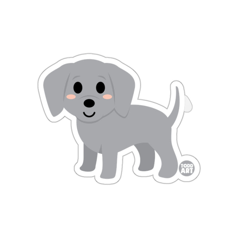 Load image into Gallery viewer, Cute Toddler Art Gray Puppy Dog Sticker Design
