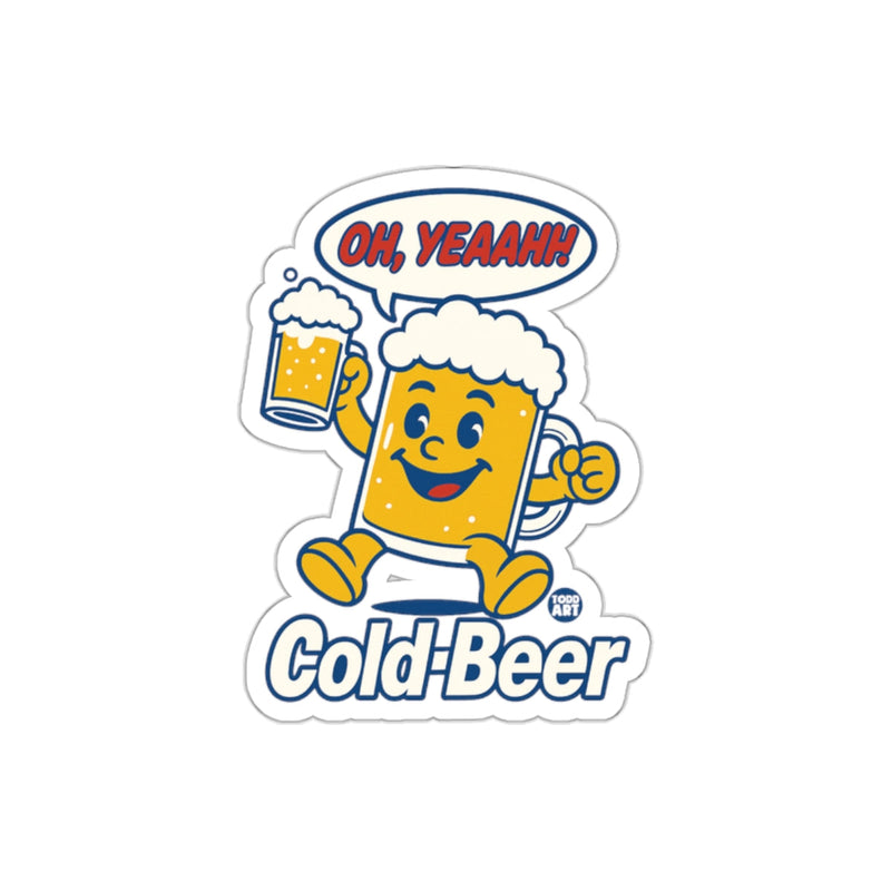 Load image into Gallery viewer, Oh Yeaah Cold Beer Sticker Fun Beer Lover Decal
