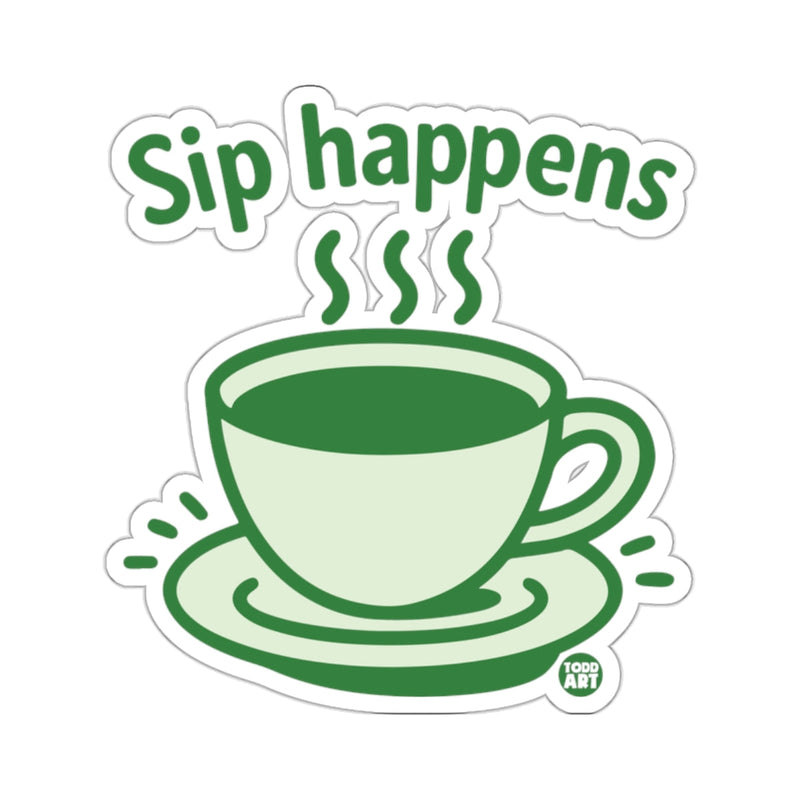 Load image into Gallery viewer, Sip happens hot drink cup saucer design TODD ART 
