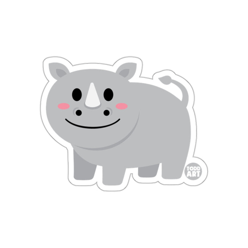Load image into Gallery viewer, Smiling Cartoon Gray Rhino Sticker Todd Art Decor
