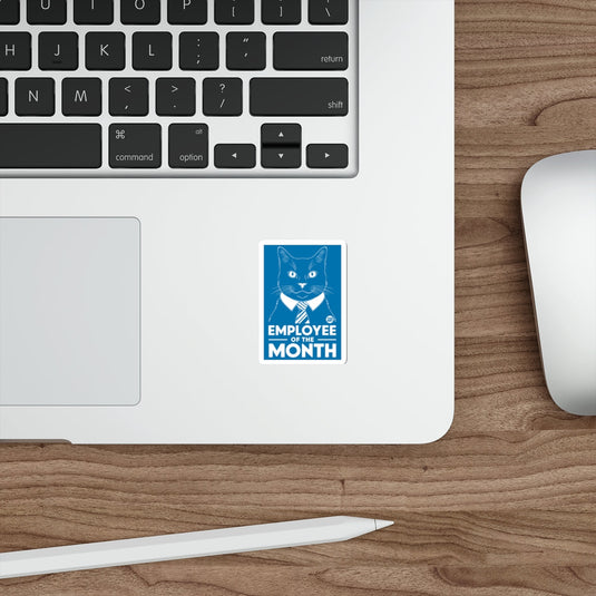 Cute Cat Employee of the Month Sticker for Laptops
