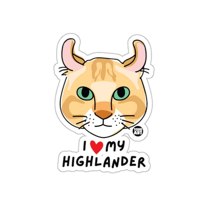 Load image into Gallery viewer, I Love My Highlander Cute Cat Sticker Product
