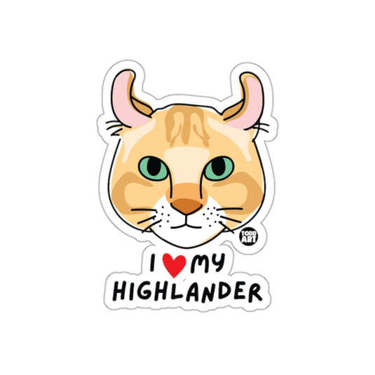 I Love My Highlander Cute Cat Sticker Product