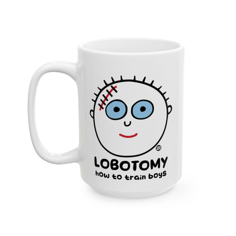 Load image into Gallery viewer, Lobotomy How To Train Boys with Cartoon Character Mug
