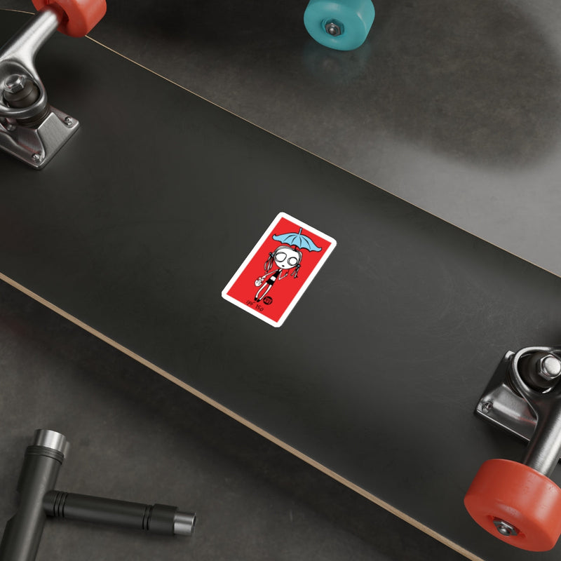 Load image into Gallery viewer, Quirky Skeleton with Blue Hair Skateboard Sticker
