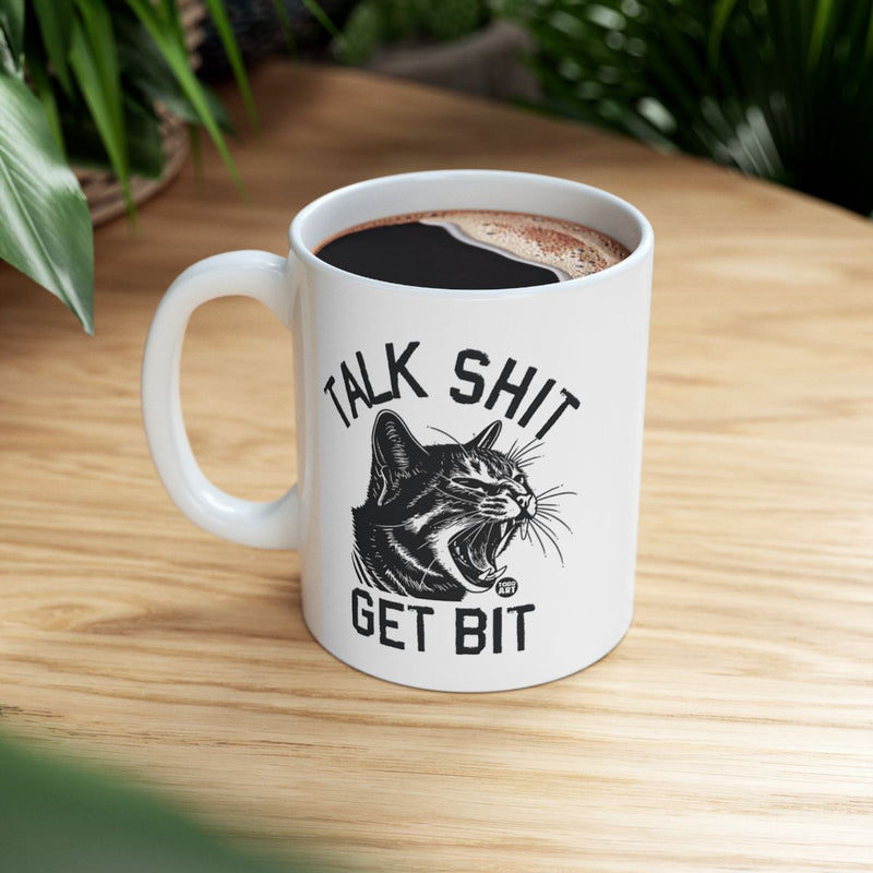Load image into Gallery viewer, Talk Shit Get Bit Funny Cat Mug for Coffee Lovers
