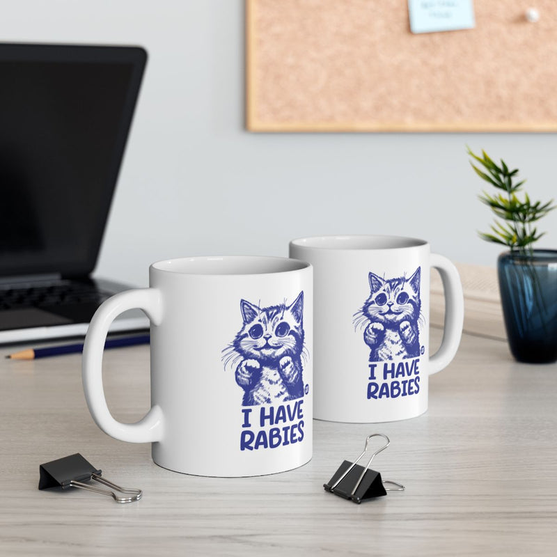 Load image into Gallery viewer, Adorable Cartoon Cat I Have Rabies Coffee Mug
