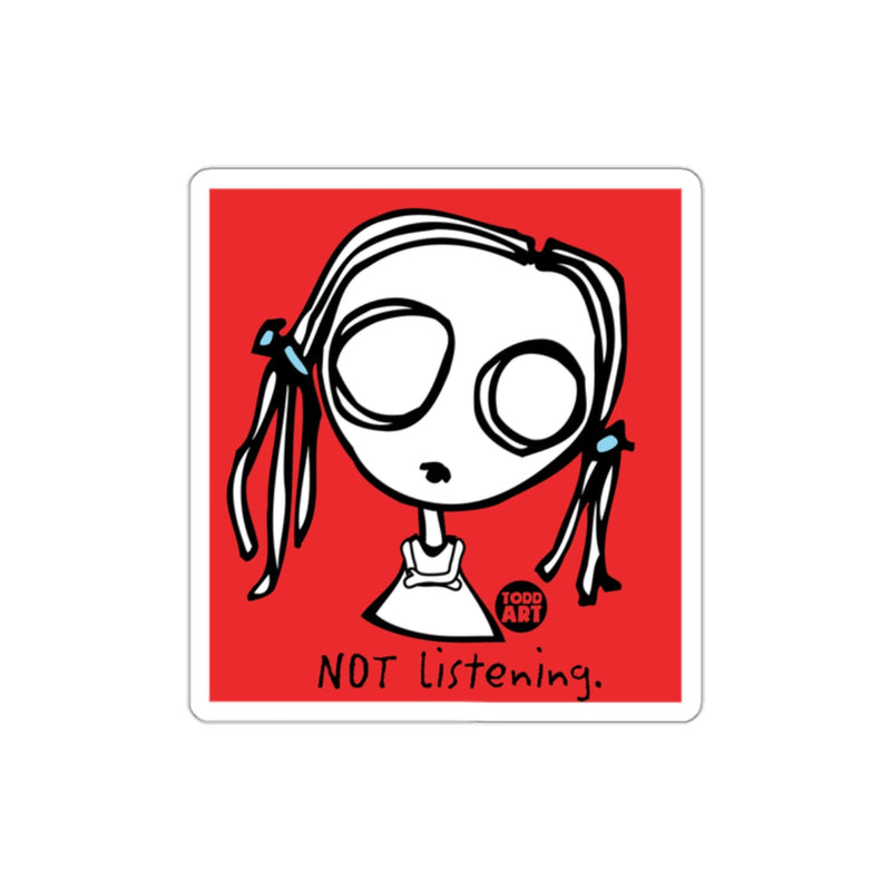 Load image into Gallery viewer, NOT Listening Girl in Pigtails Illustration Sticker
