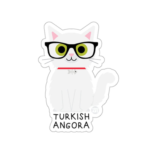 Cute Turkish Angora Cat Sticker with Glasses Design