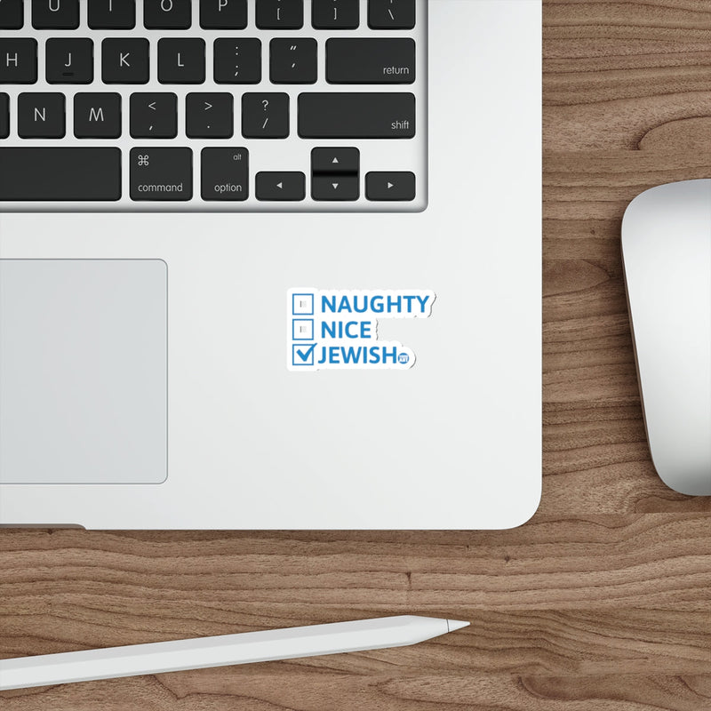 Load image into Gallery viewer, Naughty Nice Jewish Checkbox Design Humor Decal 
