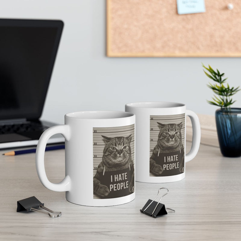 Load image into Gallery viewer, Funny Cat Mug I Hate People Design Perfect Gift
