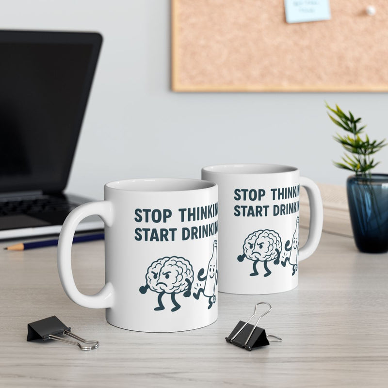 Load image into Gallery viewer, Stop Thinking Start Drinking Coffee Mug Set
