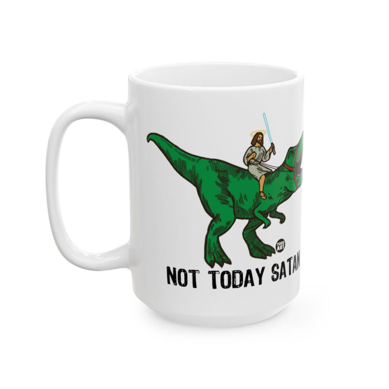 Load image into Gallery viewer, Not Today Satan Mug with Jedi Riding Dinosaur Design
