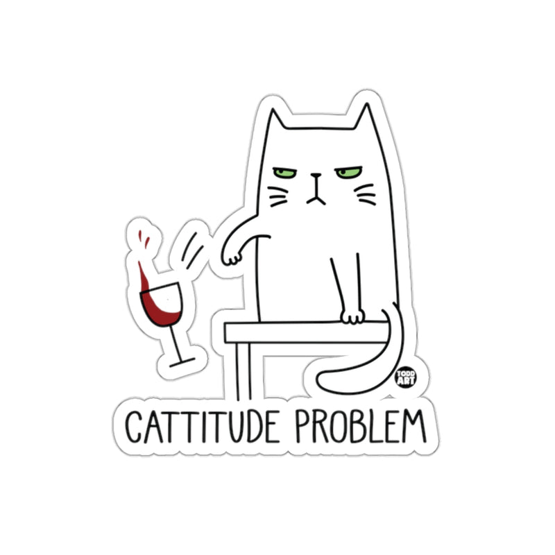 Load image into Gallery viewer, Cattitude Problem Angry Cat and Wine Glass Funny sticker

