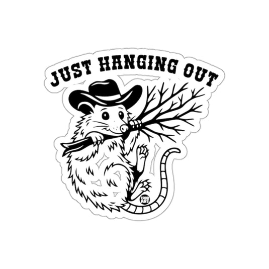 Just Hanging Out Opossum with Cowboy Hat and Branch sticker