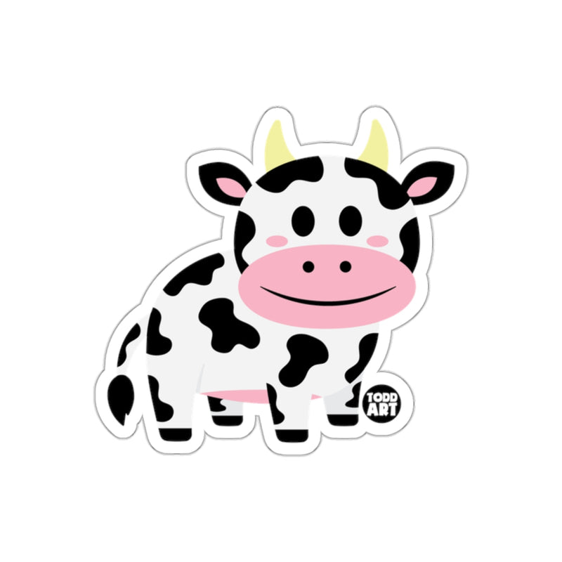 Load image into Gallery viewer, Cute Cartoon Cow with Pink Cheeks Character Sticker
