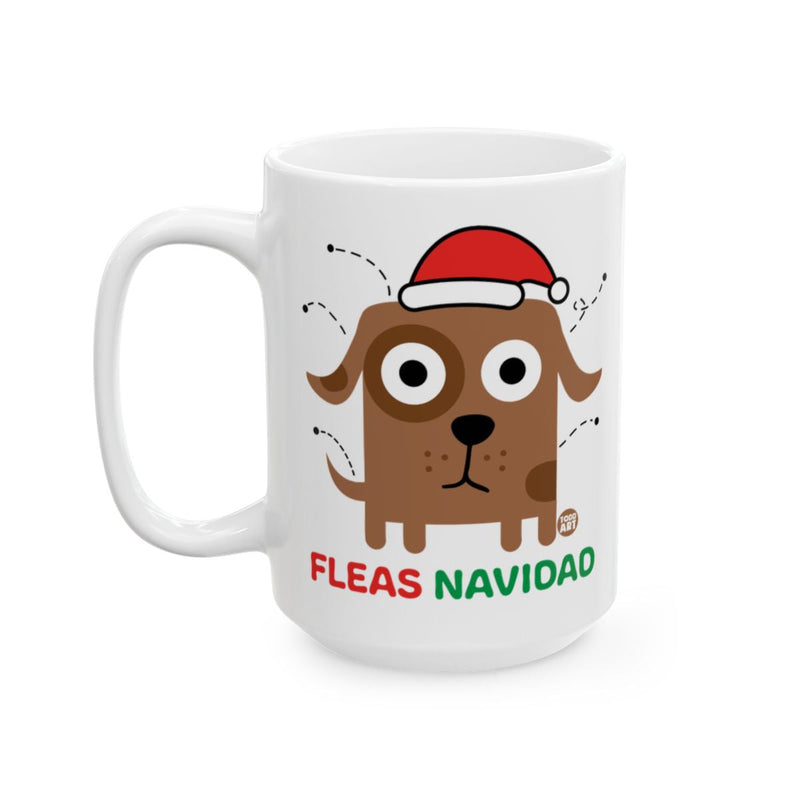 Load image into Gallery viewer, Fleas Navidog Funny Puppy Wearing Santa Hat Mug
