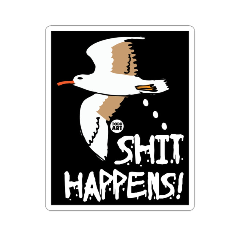 Load image into Gallery viewer, Shit Happens Seagull Graphic Humorous Sticker
