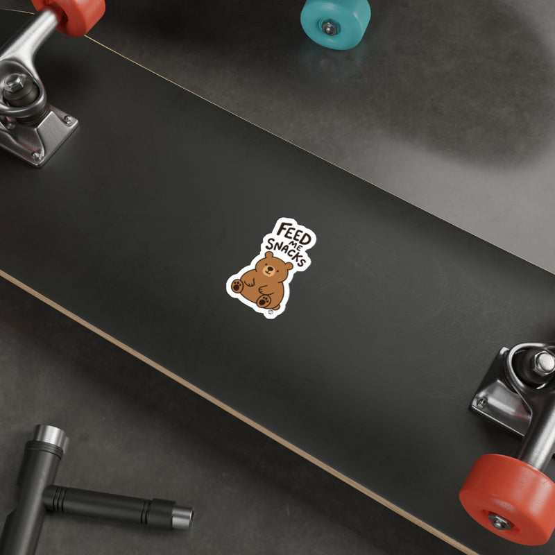 Load image into Gallery viewer, Cute Bear 'Feed Me Snacks' Vinyl Sticker
