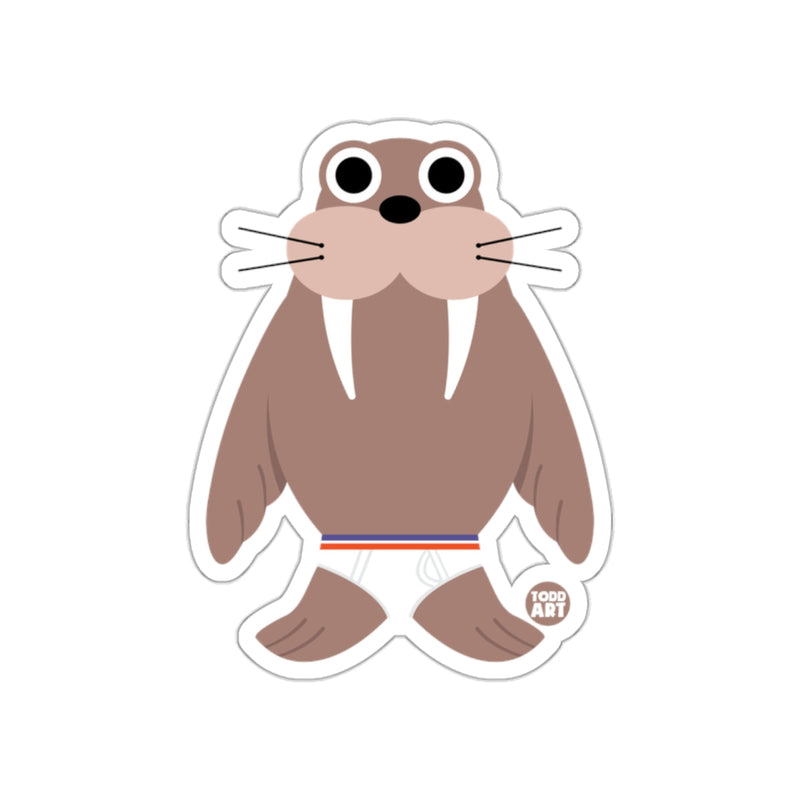 Load image into Gallery viewer, Cartoon Walrus with Shorts Cute Sticker Design
