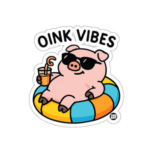 Pig Inflatable Pool With a Drink Todd Art Oink Vibes sticker