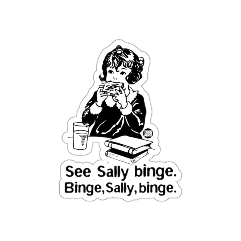 Load image into Gallery viewer, See Sally Binge Todd Art Funny Girl Eating sticker
