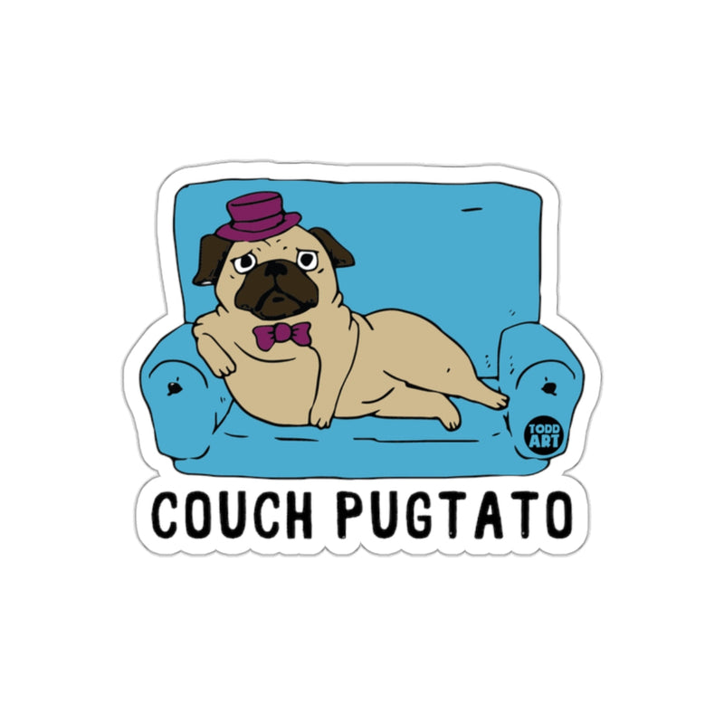 Load image into Gallery viewer, Couch Pugtato Funny Pug on Sofa Sticker Product
