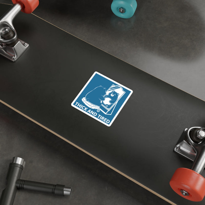 Load image into Gallery viewer, Thick and Tired Skateboard Sticker for All Ages
