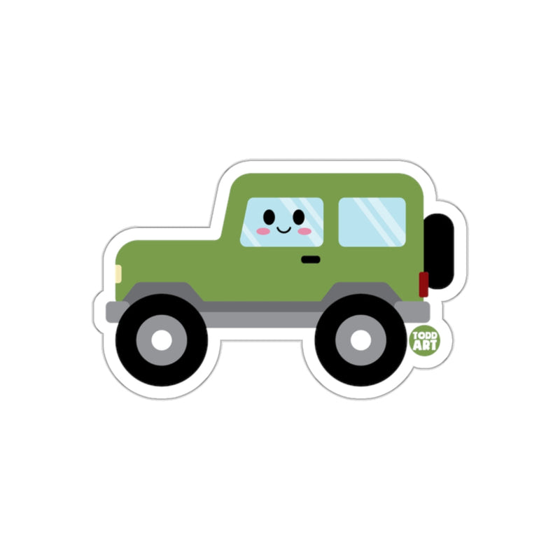 Load image into Gallery viewer, Green Cartoon Smiling Car Sticker with Cute Face Art
