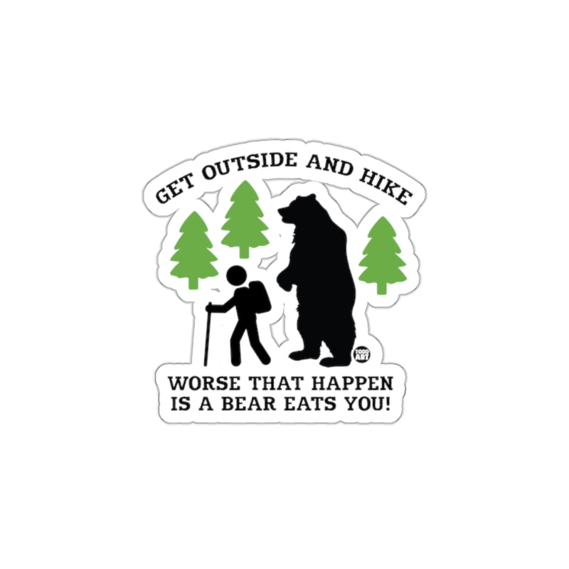 Load image into Gallery viewer, Get Outside and Hike Funny Bear Attack Sticker
