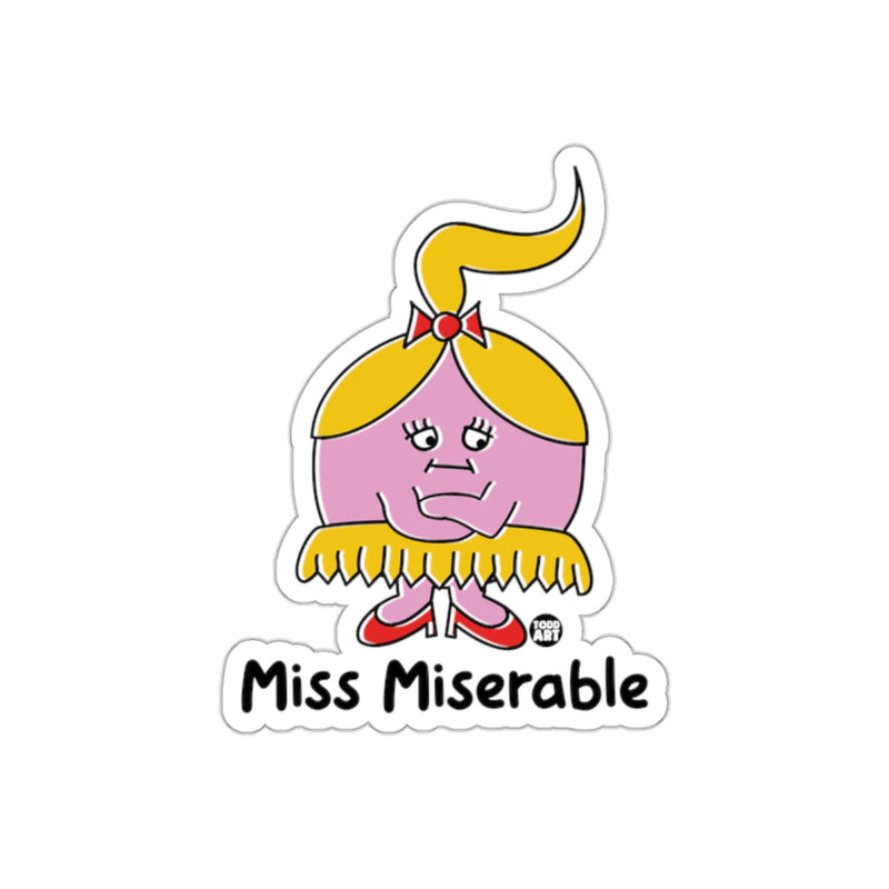 Load image into Gallery viewer, Miss Miserable Sticker with a Cartoon Character Design
