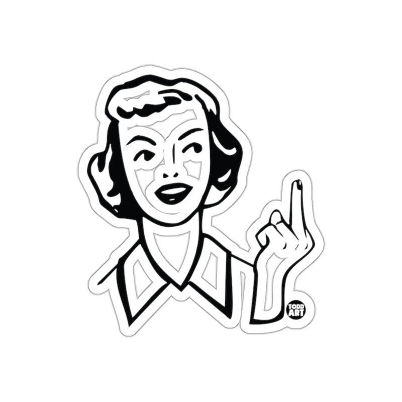 Load image into Gallery viewer, Cartoon Woman Giving Middle Finger Sticker Product
