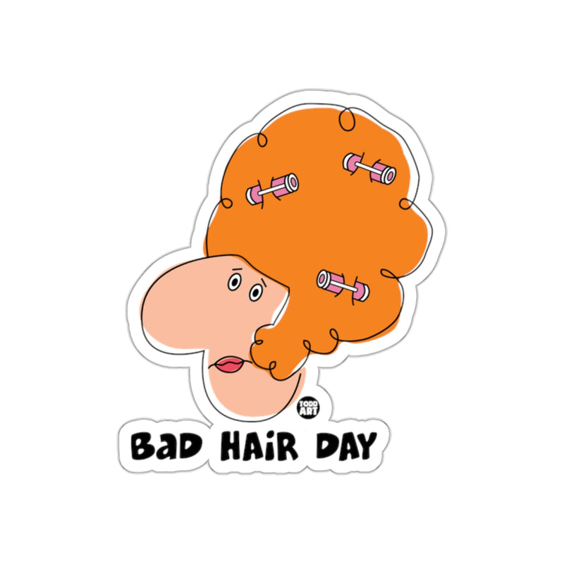 Load image into Gallery viewer, Bad Hair Day Character with Curlers Art Sticker
