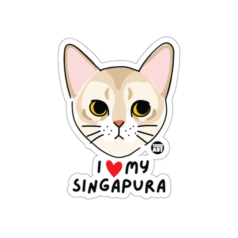 Load image into Gallery viewer, I Love My Singapura Cute Cat Face Sticker Illustration
