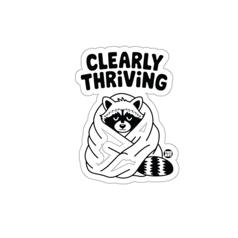 Load image into Gallery viewer, Clearly Thriving Raccoon Illustration Design sticker
