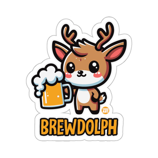 Brewdolph Cute Reindeer Beer Mug Cartoon Artwork 