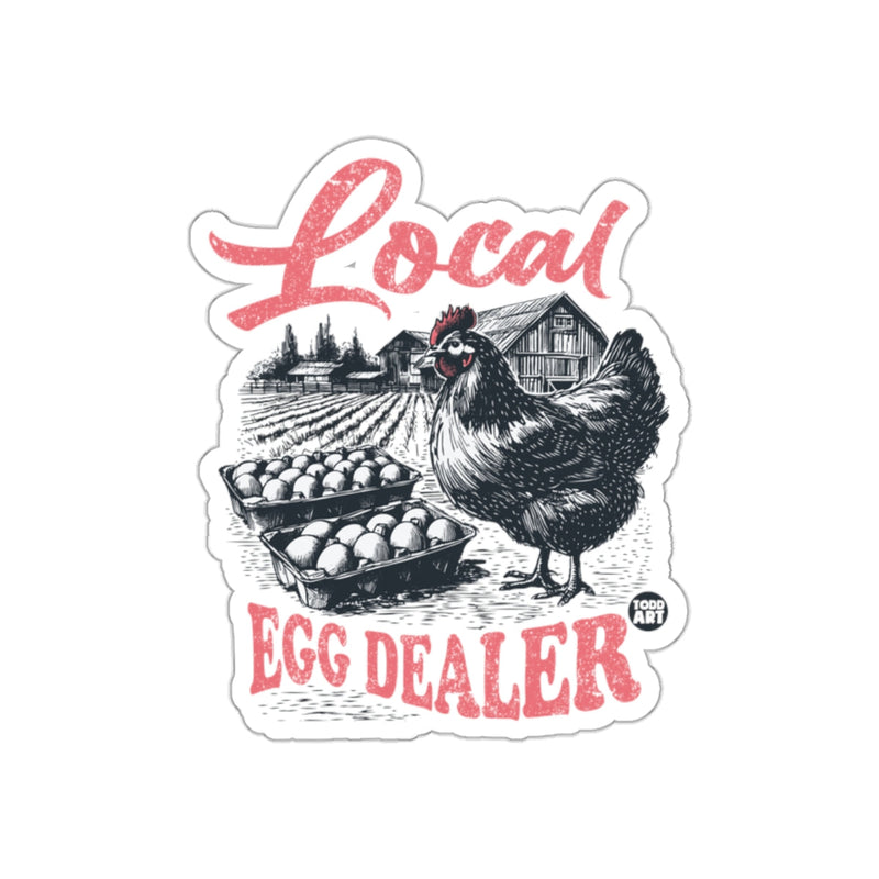 Load image into Gallery viewer, Local Egg Dealer Sticker with Farm Illustration

